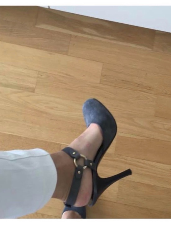 Bally Designer Smooth Suede High Heels with Gold Hardware